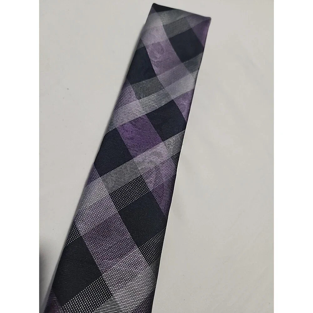 Structure Tie Mens Purple And Grays Neckwear